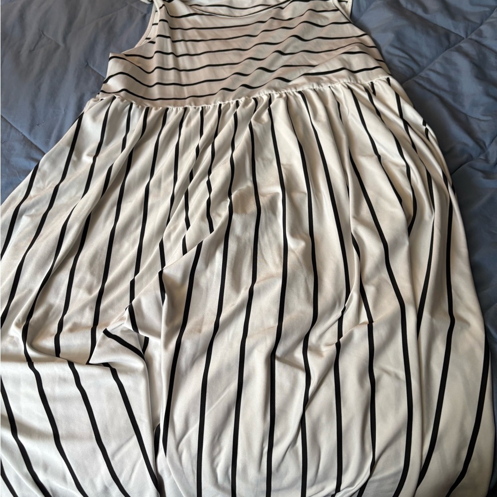 SHEIN Curve Black and White Striped Dress